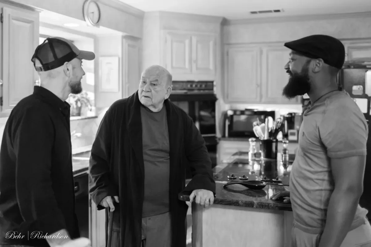 Film crew on set during production